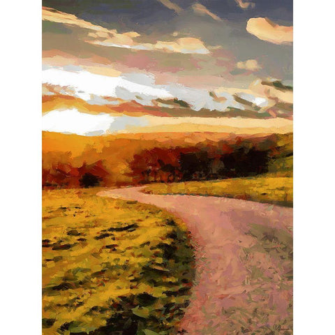 Sunset Road - Diptych A Gold Ornate Wood Framed Art Print with Double Matting by Medeiros, Celito