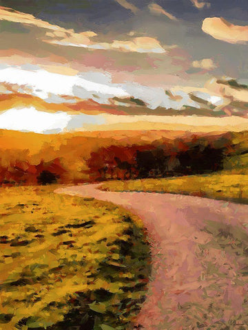 Sunset Road - Diptych A White Modern Wood Framed Art Print with Double Matting by Medeiros, Celito