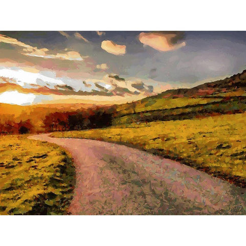 Sunset Road White Modern Wood Framed Art Print by Medeiros, Celito