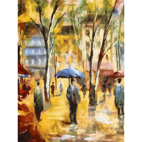 Raining Day Black Modern Wood Framed Art Print with Double Matting by Medeiros, Celito