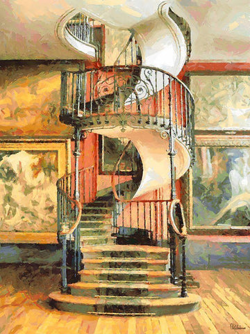 Beautiful Staircase Black Ornate Wood Framed Art Print with Double Matting by Medeiros, Celito