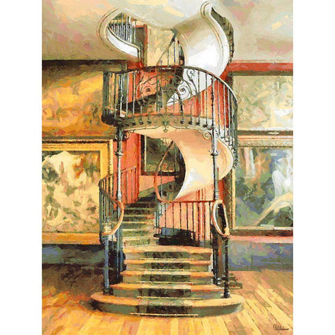 Beautiful Staircase White Modern Wood Framed Art Print by Medeiros, Celito