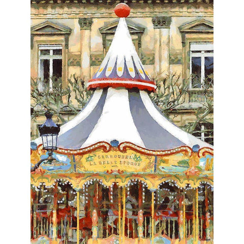 Carousell in Paris White Modern Wood Framed Art Print by Medeiros, Celito