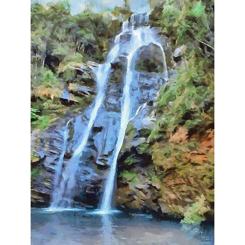 Watterfall Gold Ornate Wood Framed Art Print with Double Matting by Medeiros, Celito