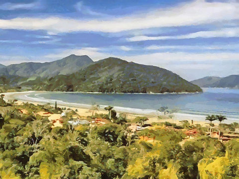 Silent Bay Black Ornate Wood Framed Art Print with Double Matting by Medeiros, Celito