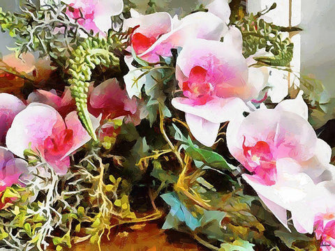 Spring Floral Variations XXVI White Modern Wood Framed Art Print with Double Matting by Medeiros, Celito