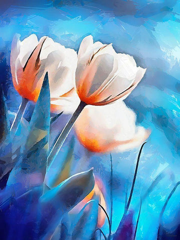 Spring Floral Variations XXXIX Black Ornate Wood Framed Art Print with Double Matting by Medeiros, Celito