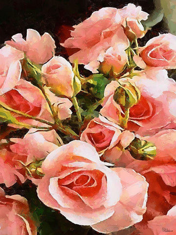 Spring Floral Variations XLVI Black Ornate Wood Framed Art Print with Double Matting by Medeiros, Celito