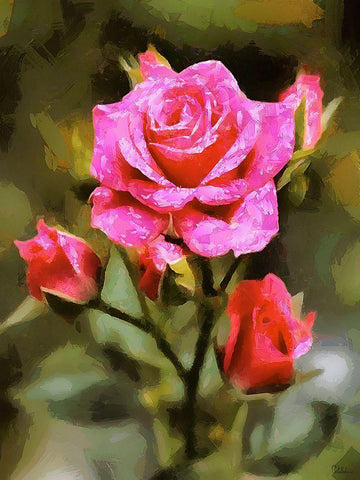 Spring Floral Variations XLVII Black Ornate Wood Framed Art Print with Double Matting by Medeiros, Celito