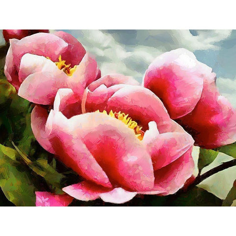 Spring Floral Variations L Black Modern Wood Framed Art Print with Double Matting by Medeiros, Celito