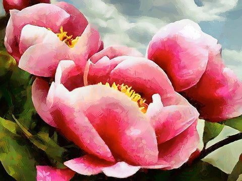 Spring Floral Variations L White Modern Wood Framed Art Print with Double Matting by Medeiros, Celito