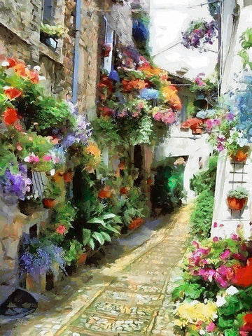 Flower Alley White Modern Wood Framed Art Print with Double Matting by Medeiros, Celito