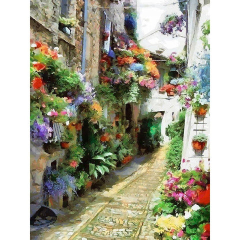 Flower Alley Black Modern Wood Framed Art Print by Medeiros, Celito