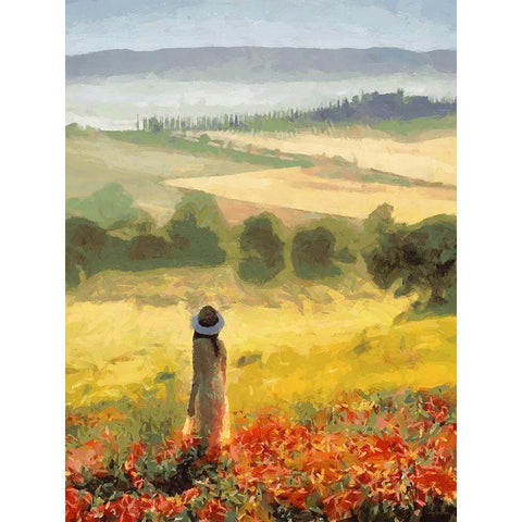 Girl in Tuscany  White Modern Wood Framed Art Print by Medeiros, Celito