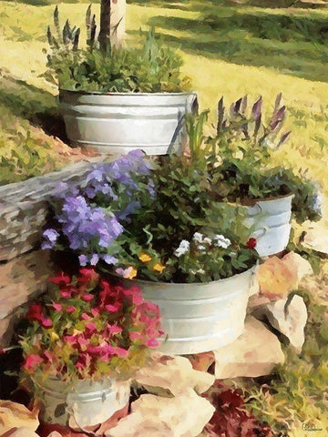 Ornamental Garden White Modern Wood Framed Art Print with Double Matting by Medeiros, Celito