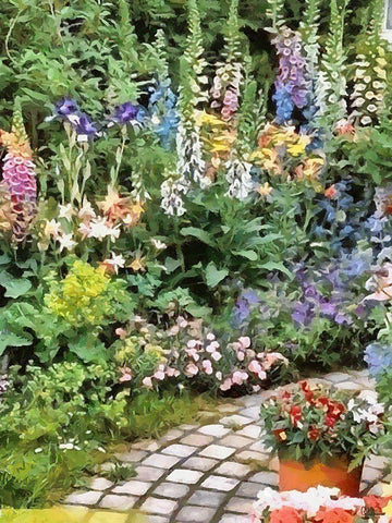 Full color Garden Black Ornate Wood Framed Art Print with Double Matting by Medeiros, Celito