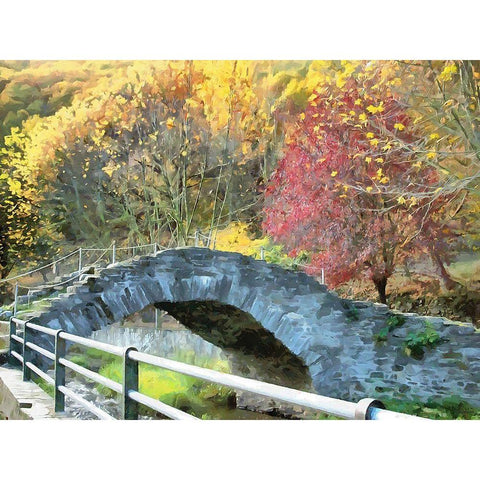 An Old Stone Bridge Gold Ornate Wood Framed Art Print with Double Matting by Medeiros, Celito