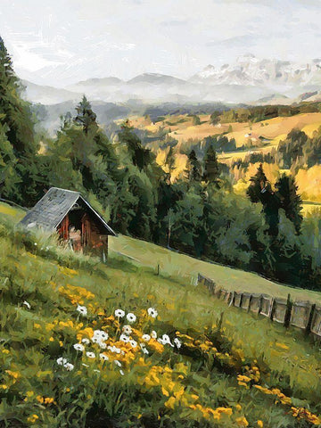 Austrian Alps White Modern Wood Framed Art Print with Double Matting by Medeiros, Celito