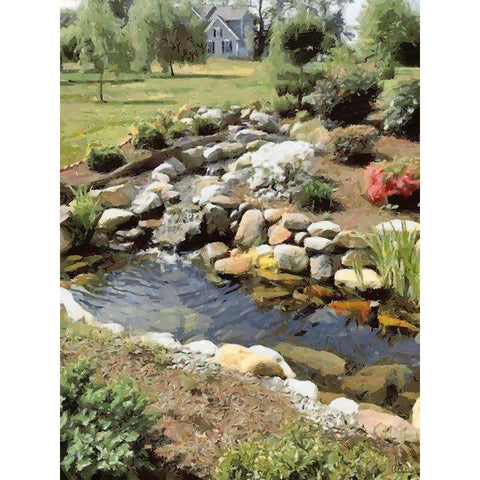 Small Lake in the Garden White Modern Wood Framed Art Print by Medeiros, Celito
