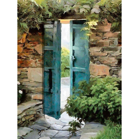 The Door is Open Gold Ornate Wood Framed Art Print with Double Matting by Medeiros, Celito