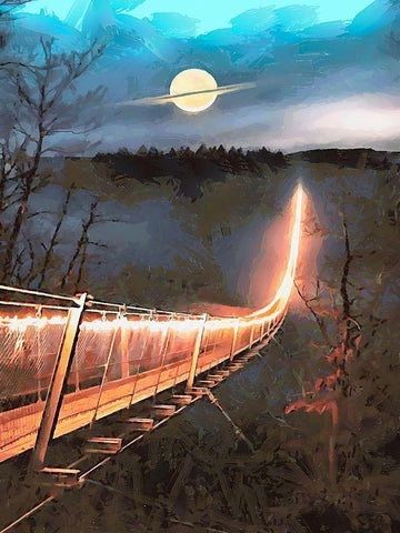 Light Bridge Black Ornate Wood Framed Art Print with Double Matting by Medeiros, Celito