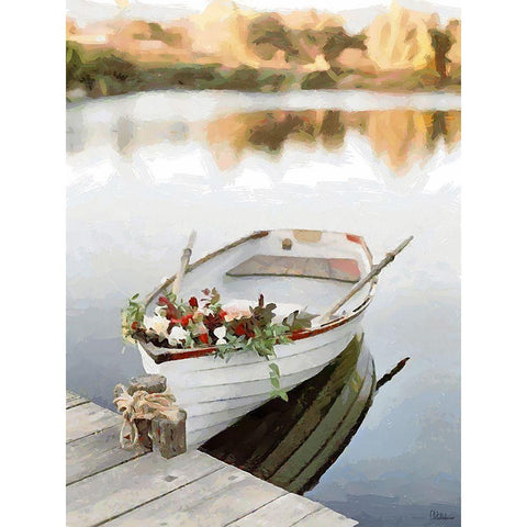 A Boat with Flowers Gold Ornate Wood Framed Art Print with Double Matting by Medeiros, Celito