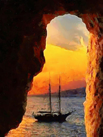 The Gap Between the Rocks White Modern Wood Framed Art Print with Double Matting by Medeiros, Celito