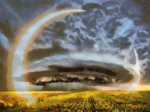 Crazy Clouds on the Sky Black Ornate Wood Framed Art Print with Double Matting by Medeiros, Celito
