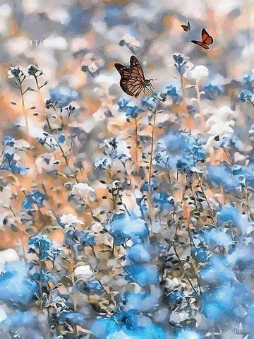 Butterflies White Modern Wood Framed Art Print with Double Matting by Medeiros, Celito