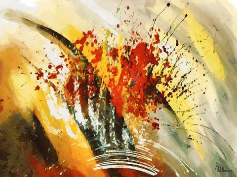 Mood of Abstraction III Black Ornate Wood Framed Art Print with Double Matting by Medeiros, Celito