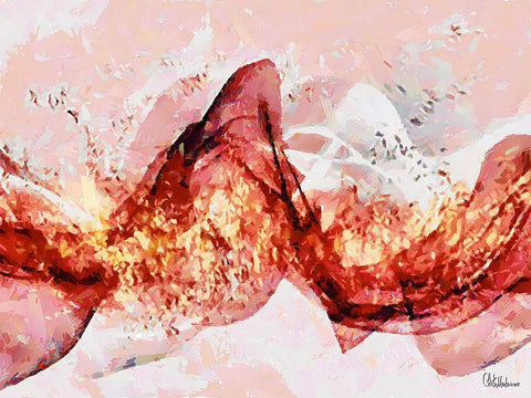 Mood of Abstraction XIV  White Modern Wood Framed Art Print with Double Matting by Medeiros, Celito