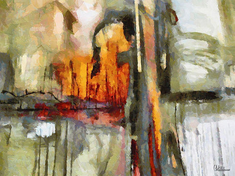 Mood of Abstraction XVI  White Modern Wood Framed Art Print with Double Matting by Medeiros, Celito