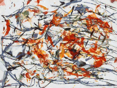 Mood of Abstraction XVIII  Black Ornate Wood Framed Art Print with Double Matting by Medeiros, Celito