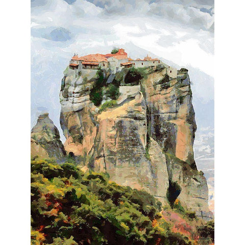 Meteora in Greece Gold Ornate Wood Framed Art Print with Double Matting by Medeiros, Celito