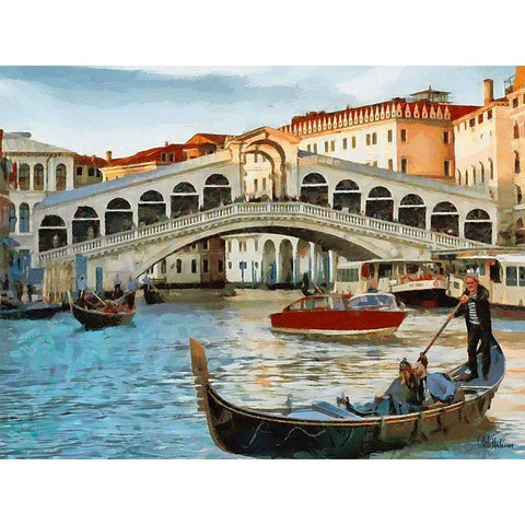 Ponte Rialto II White Modern Wood Framed Art Print by Medeiros, Celito