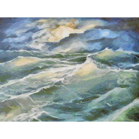 Waves in Storm I White Modern Wood Framed Art Print by Medeiros, Celito