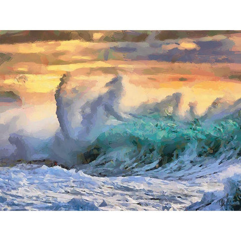 Waves in Storm II Black Modern Wood Framed Art Print by Medeiros, Celito