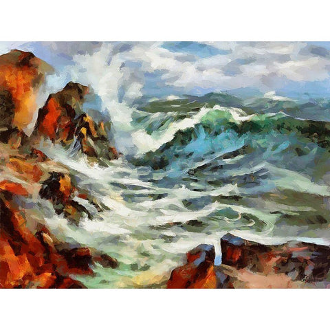 Waves in Storm III White Modern Wood Framed Art Print by Medeiros, Celito