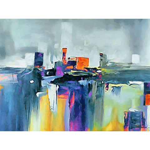 Mood of Abstraction XXII Black Modern Wood Framed Art Print with Double Matting by Medeiros, Celito