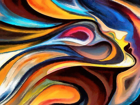 Mood of Abstraction XXVII  Black Ornate Wood Framed Art Print with Double Matting by Medeiros, Celito