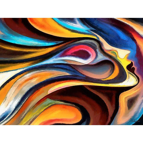 Mood of Abstraction XXVII  Black Modern Wood Framed Art Print with Double Matting by Medeiros, Celito