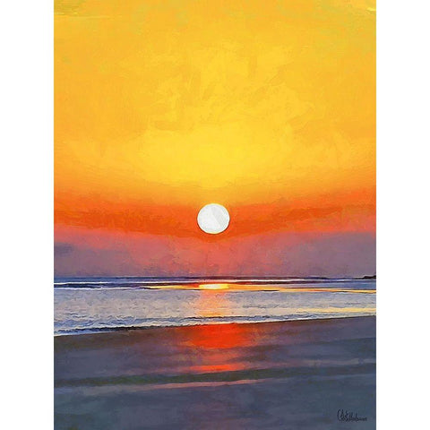 Golden Sunset III White Modern Wood Framed Art Print by Medeiros, Celito