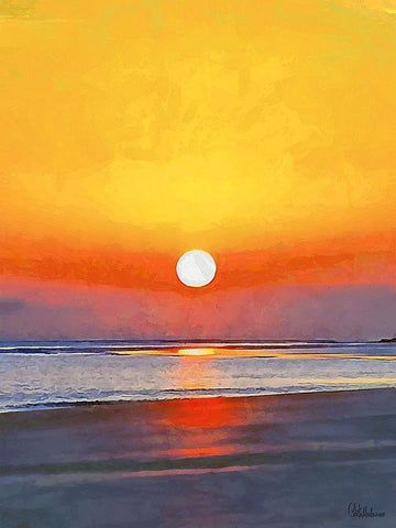 Golden Sunset III White Modern Wood Framed Art Print with Double Matting by Medeiros, Celito