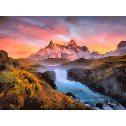Watterfall Collection II Black Modern Wood Framed Art Print by Medeiros, Celito
