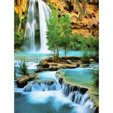 Watterfall Collection IV Gold Ornate Wood Framed Art Print with Double Matting by Medeiros, Celito
