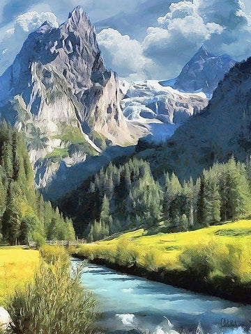 Watterfall Collection V White Modern Wood Framed Art Print with Double Matting by Medeiros, Celito