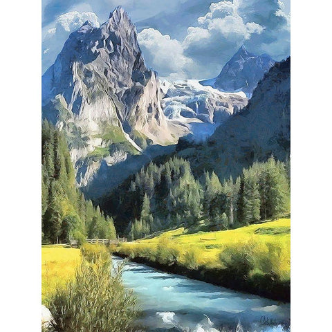 Watterfall Collection V Black Modern Wood Framed Art Print with Double Matting by Medeiros, Celito