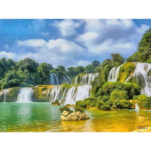 Watterfall Collection VI Black Modern Wood Framed Art Print by Medeiros, Celito
