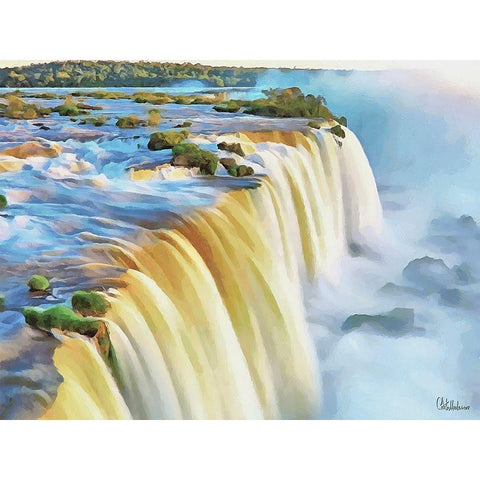 Iguazu Watterfalls Gold Ornate Wood Framed Art Print with Double Matting by Medeiros, Celito