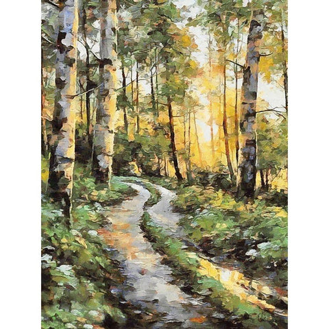 Way in Forest II Gold Ornate Wood Framed Art Print with Double Matting by Medeiros, Celito